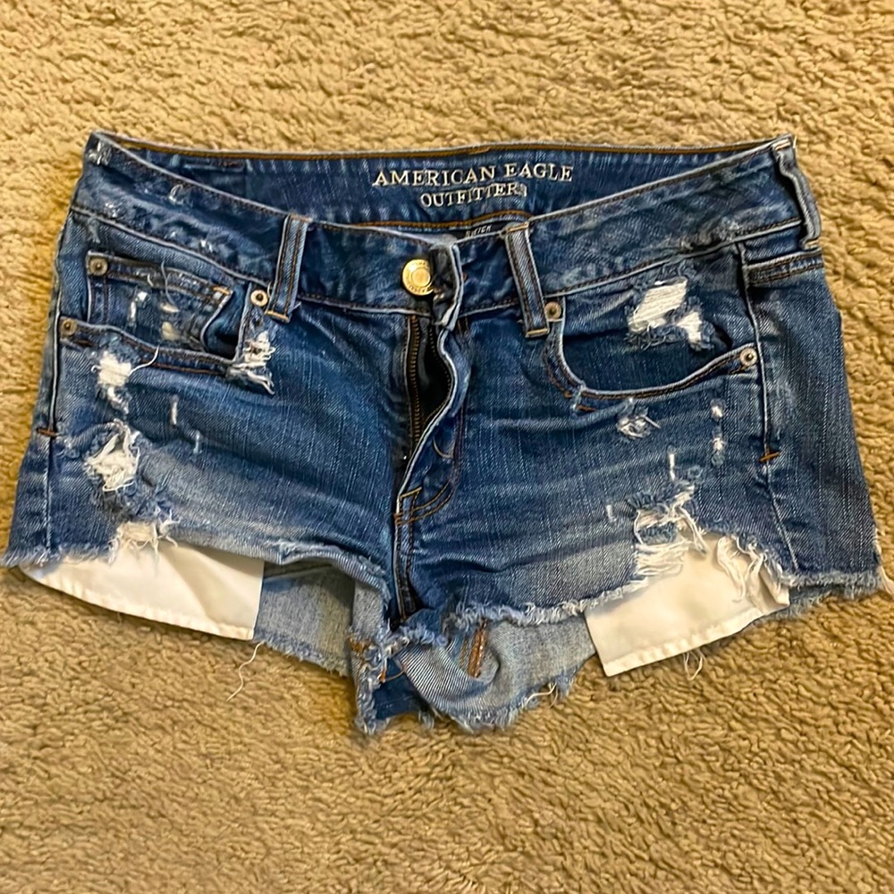 AE Destroyed Denim Shorts